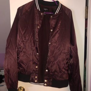 Forever 21 maroon satin Boomer jacket